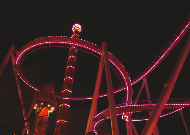 Tivoli rollercoaster ride in Copenhagen