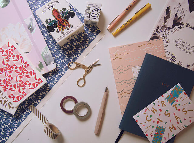 Christmas gifts for stationery and art lovers flatlay