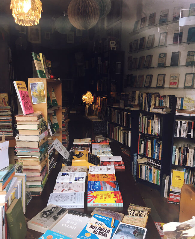 Inside the window at Bloom & Curll on Colston Street, Bristol's best bookshop