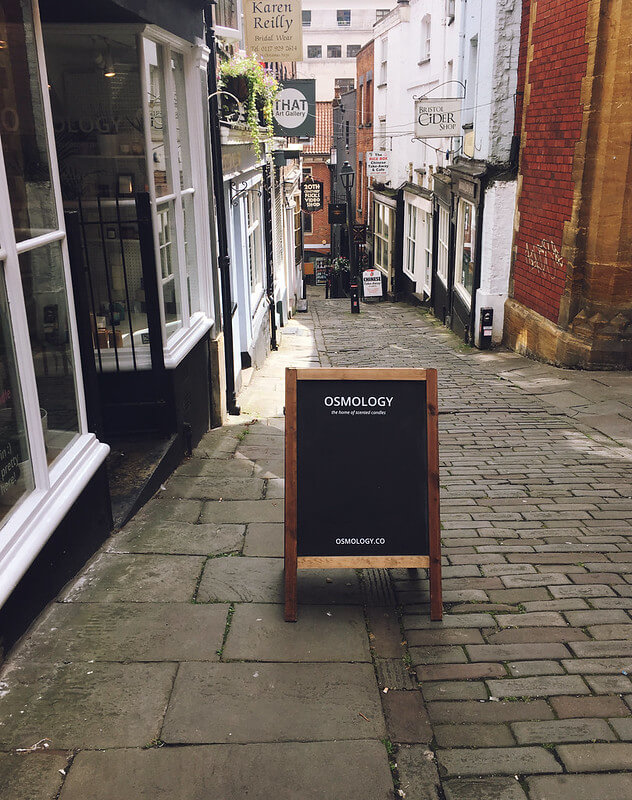 Osmology candle shop on Christmas Steps, Bristol