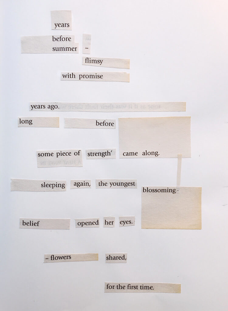 Cut out words poetry art by Lyzi Unwin