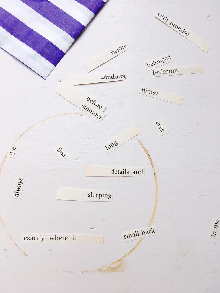 Cut out words poetry art by Lyzi Unwin