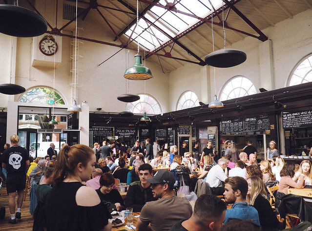 Food hall at Altrincham Market, Manchester