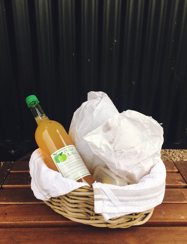 Welcome breakfast basket at colber farm, Dorset