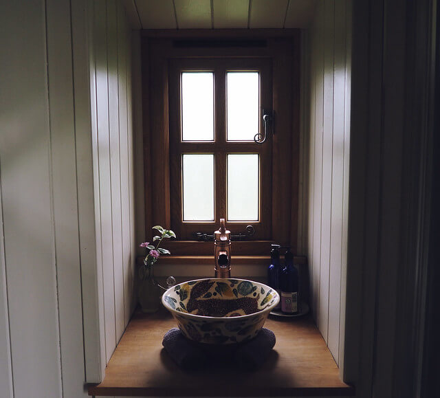 Beautiful sink in shepherds hut in Dorset, a Plankbridge shepherds hut at colber farm