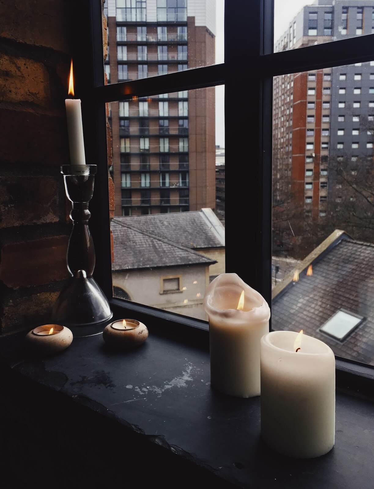 Candles by the window of The Forge, Bristol