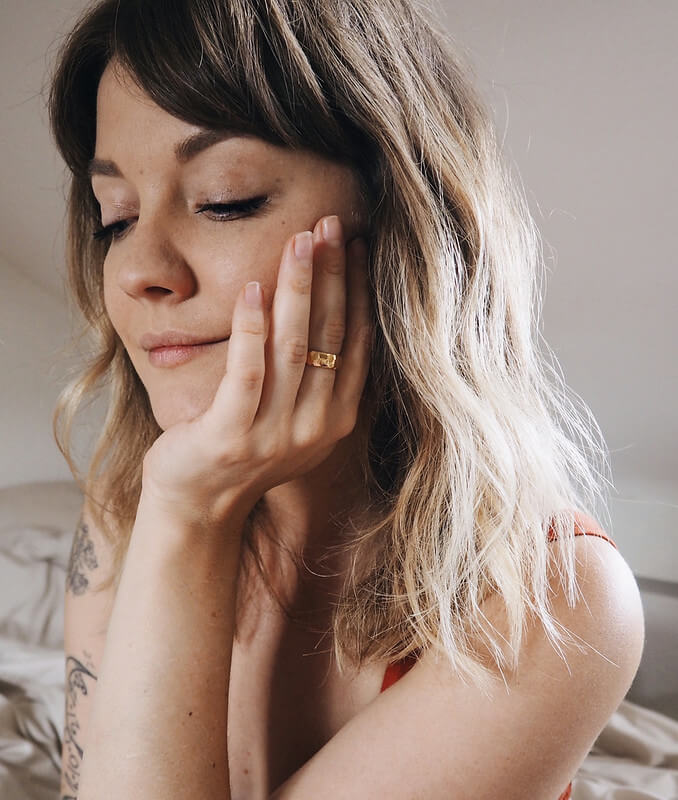 Lyzi wearing ring made at the Workbench wax carving ring making workshop