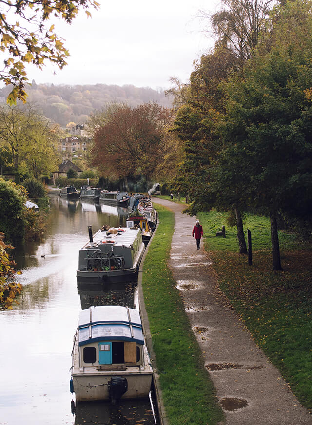 Boats by the canal in Bath