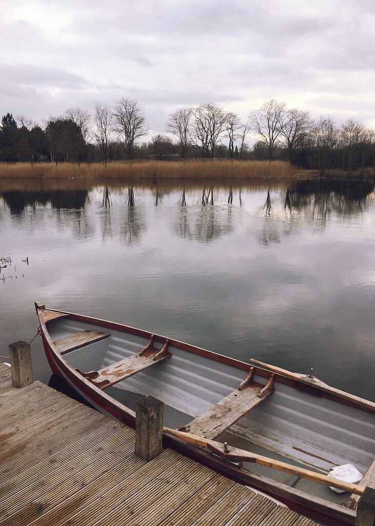 Rowing boat on the lake at Log House Holidays