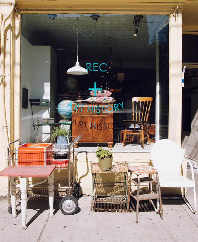 Vintage furniture shop Queen West Street in Toronto