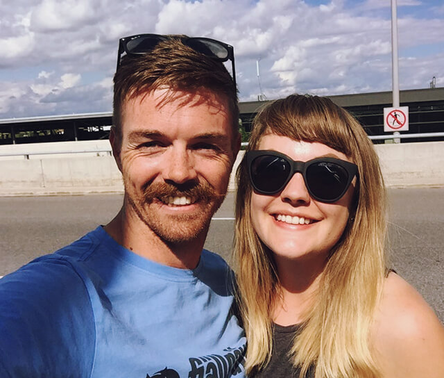 Will and Lyzi outside Ottawa airport