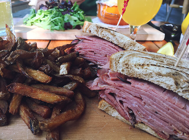 Chelsea Pub smoked meat sandwich and fries