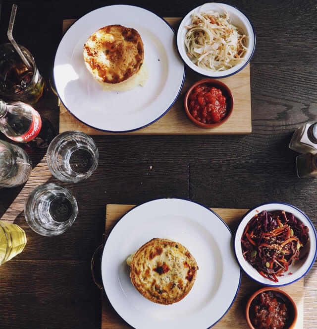 Veggie pies and sides at Pieminister