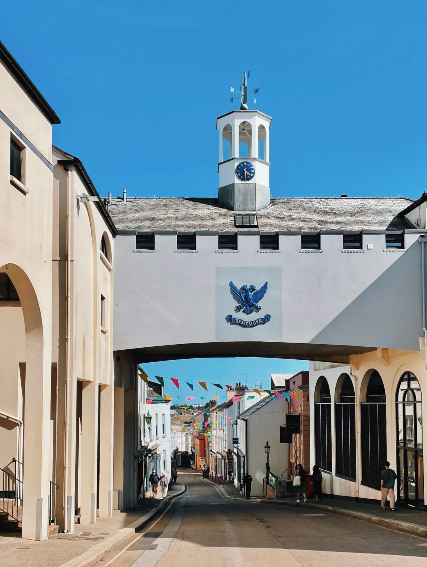 Looking down from the top of Falmouth high street