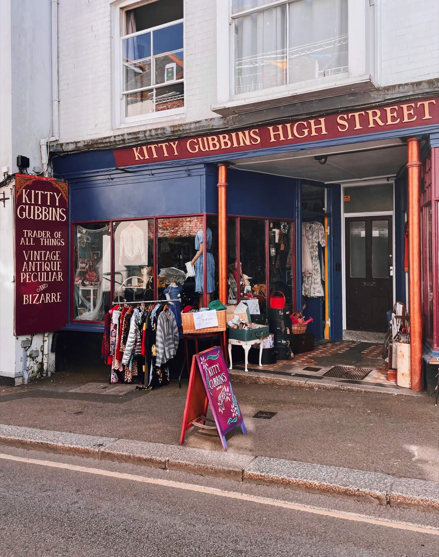Kitty Gubbins High Street vintage store shop front in Falmouth