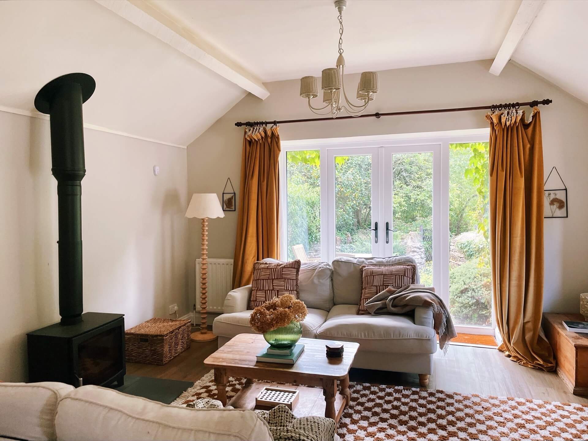 The living room area of the cottage at Church Farm Estate